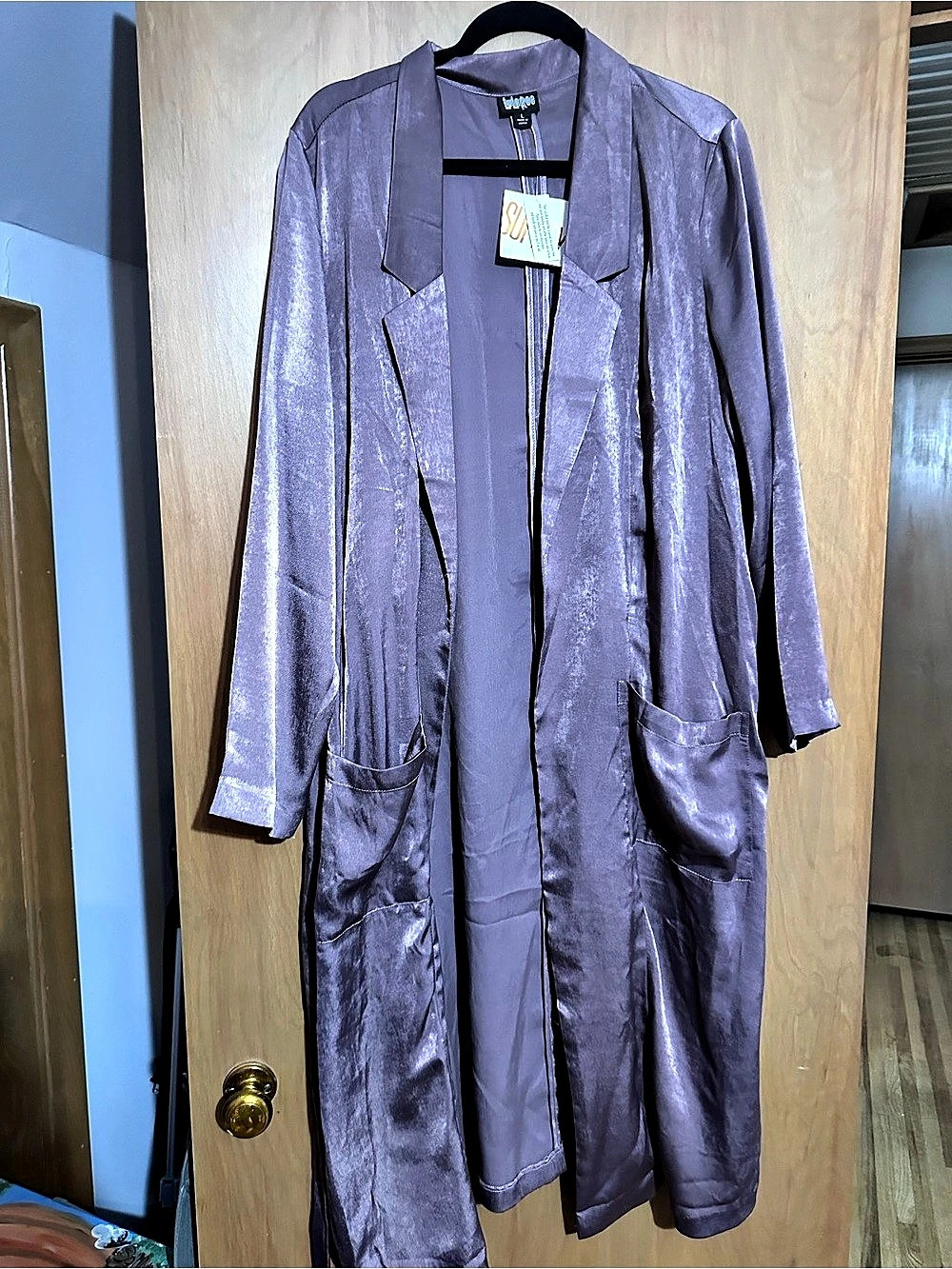 LuLaRoe Purple satin Duster  Size L NWT